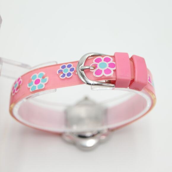 Hello Kitty Sanrio 2007 Pink Silver Flower Watch 29mm Dial with New Battery - Picture 11 of 14